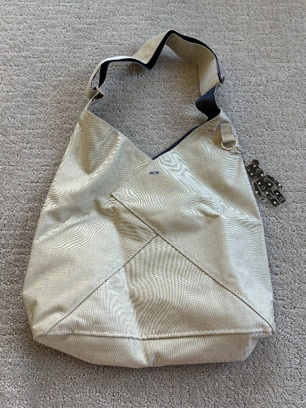 NEW MCM × BE@RBRICK Aren Nylon Shoulder Bag Grey w/ Dust Bag Certificate Japan
